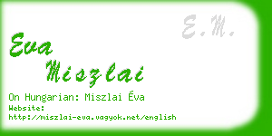 eva miszlai business card